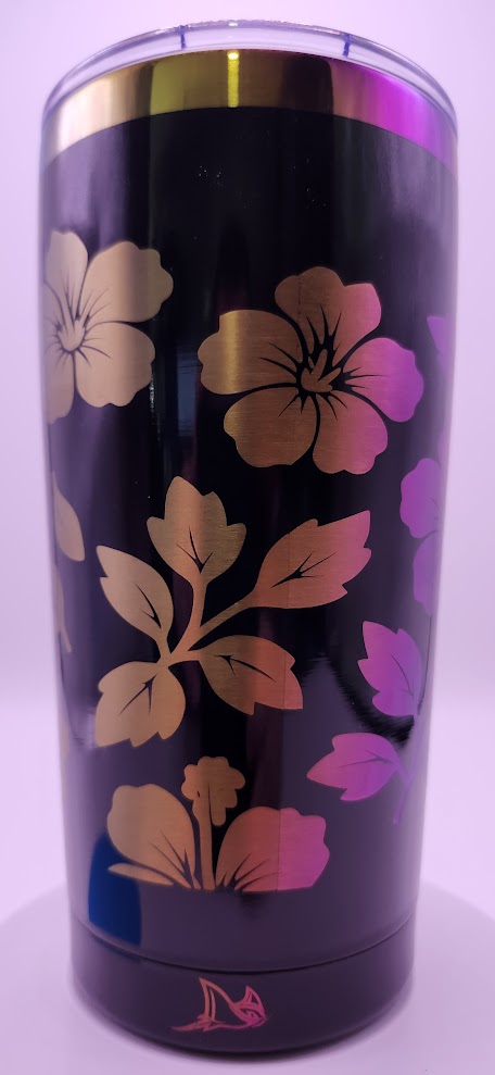 Highland Cow with Hibiscus full wrap 20oz Iridescent tumbler