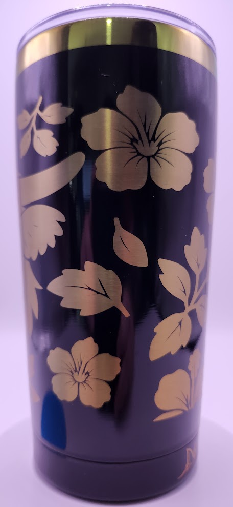 Highland Cow with Hibiscus full wrap 20oz Iridescent tumbler
