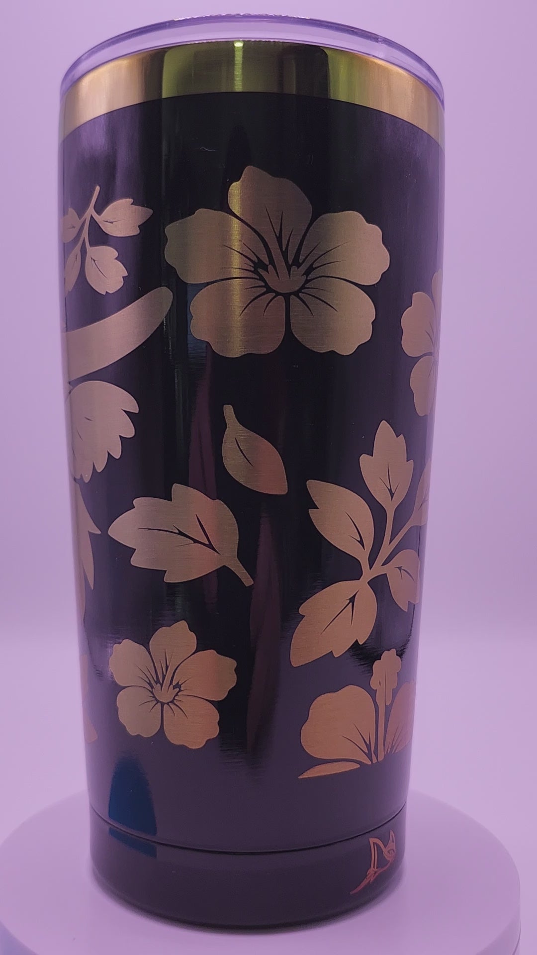 Highland Cow with Hibiscus full wrap 20oz Iridescent tumbler