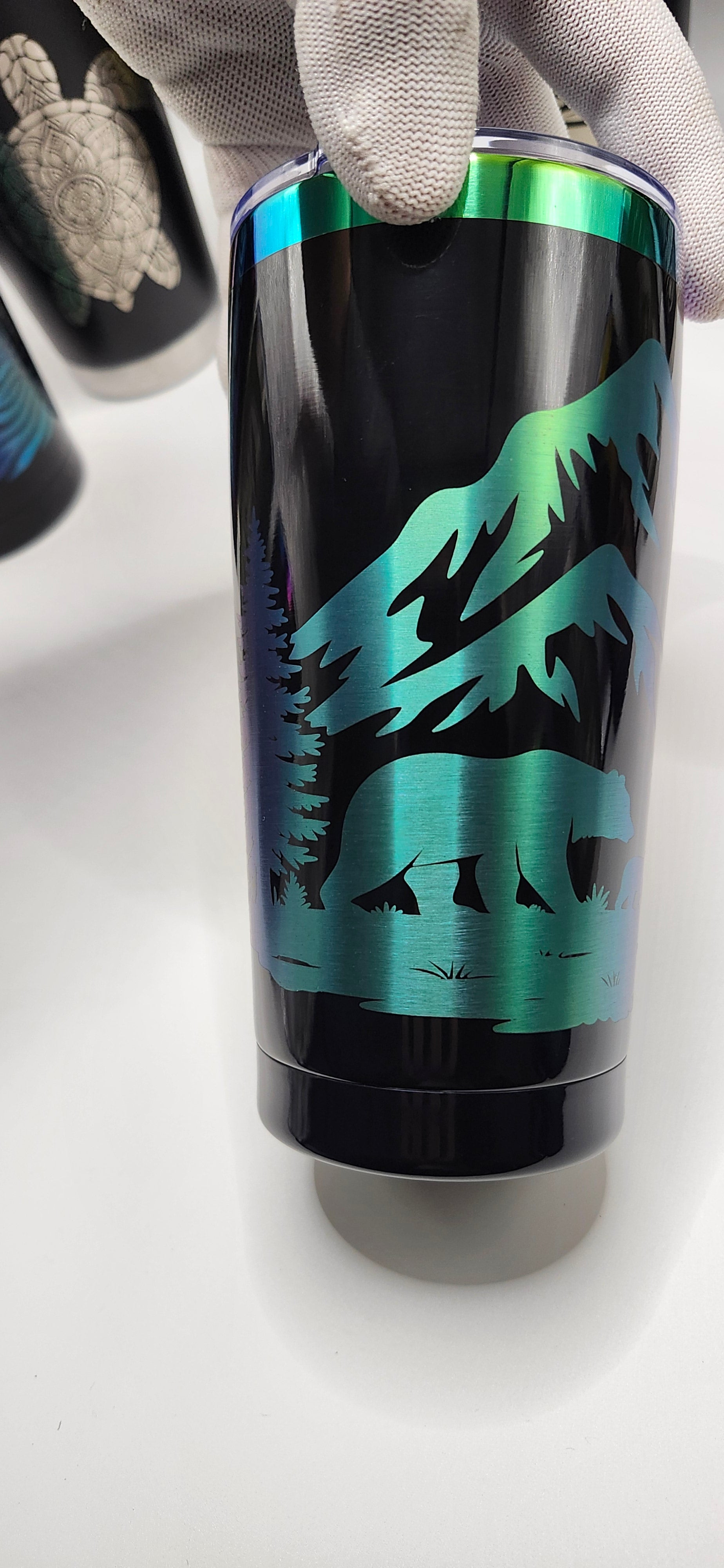 Mountain Bear Family 20 ounce Iridescent tumbler