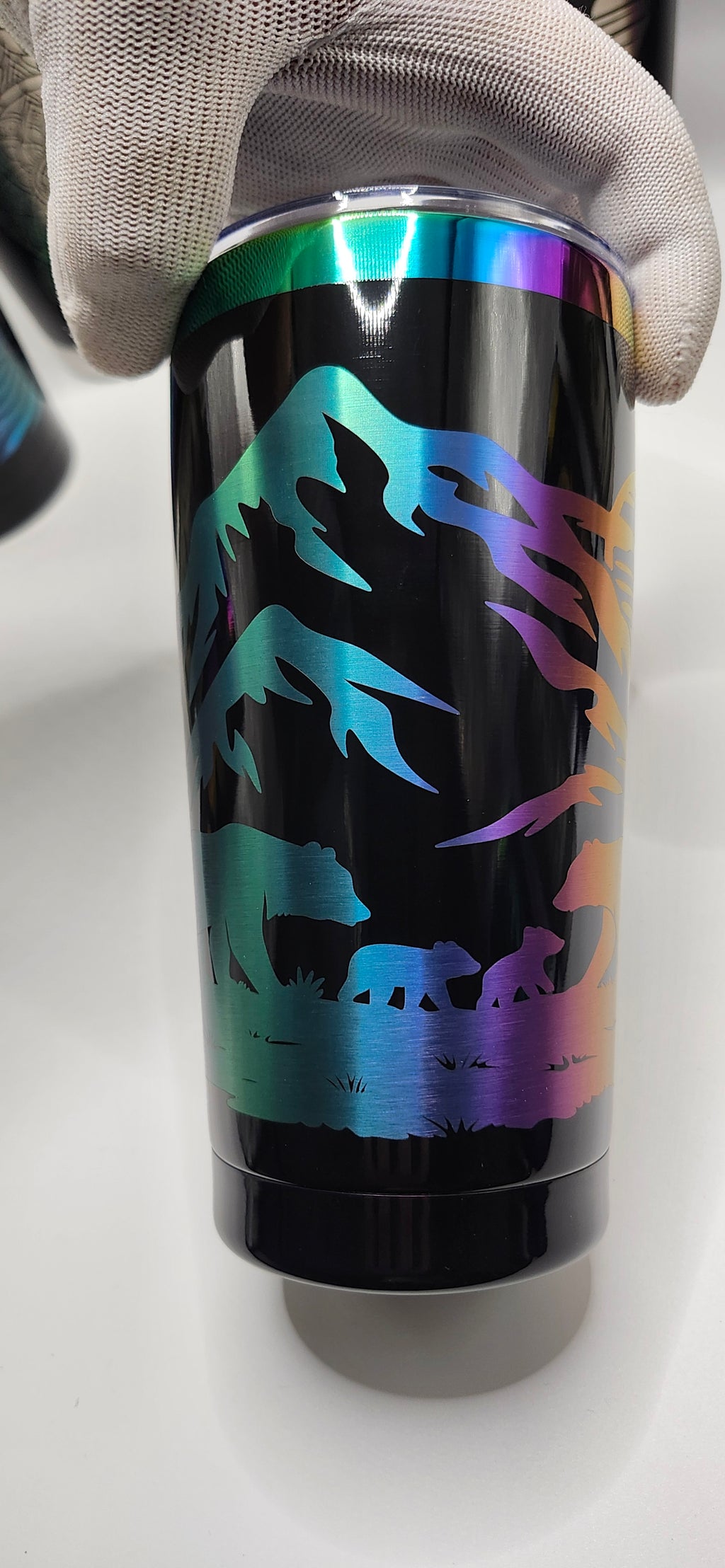 Mountain Bear Family 20 ounce Iridescent tumbler