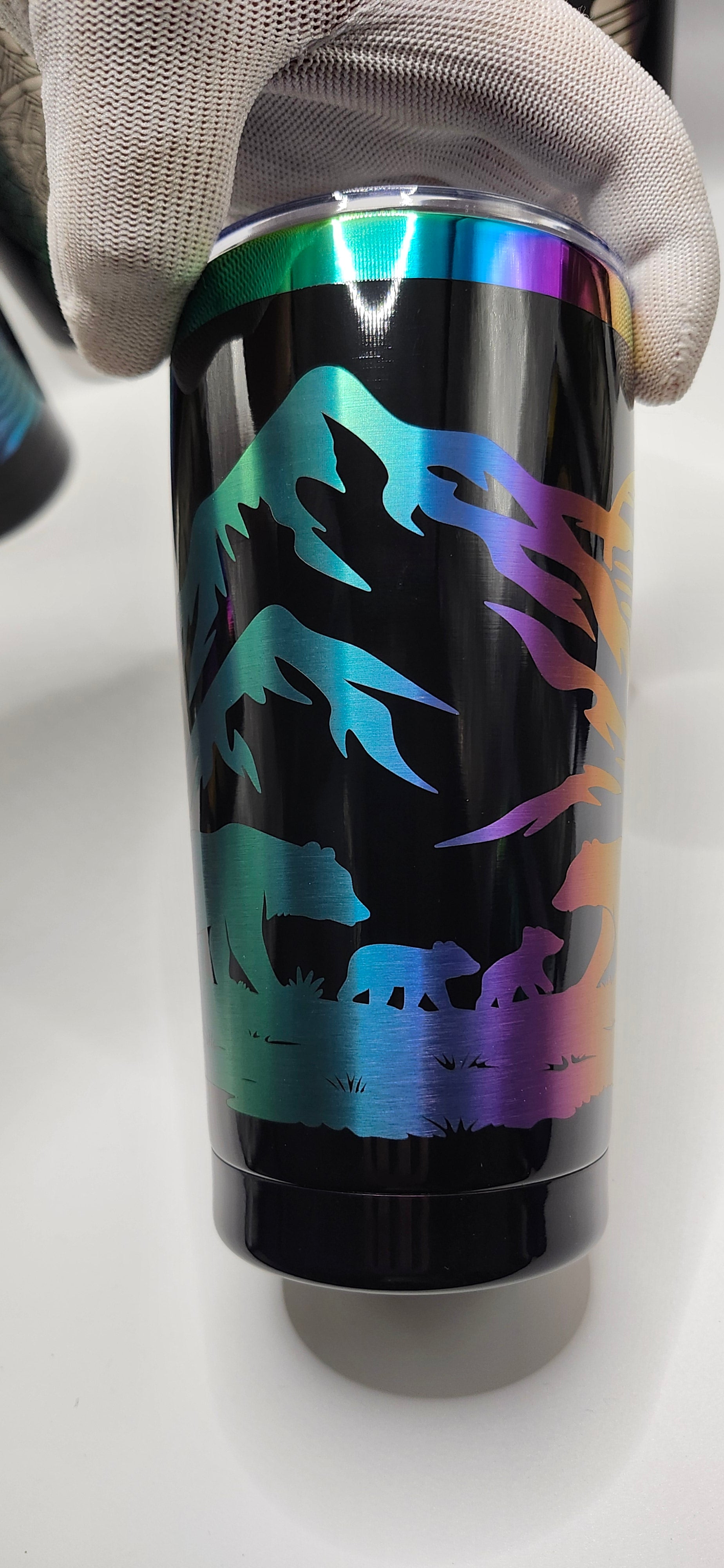 Mountain Bear Family 20 ounce Iridescent tumbler
