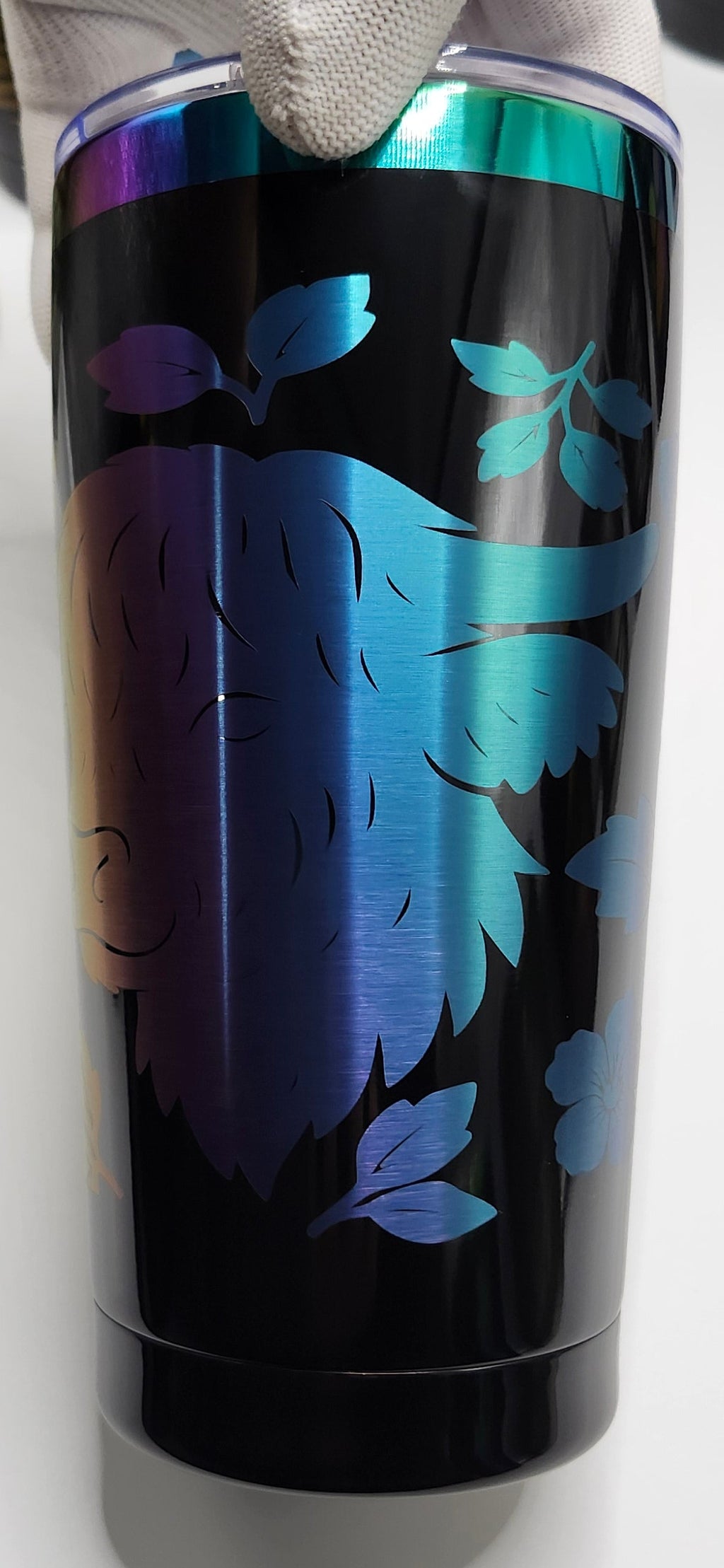 Highland Cow with Hibiscus full wrap 20oz Iridescent tumbler